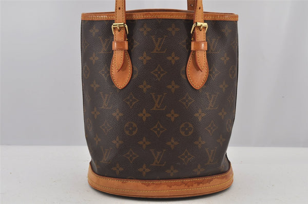 Authentic Louis Vuitton Monogram Bucket PM Shoulder Tote Bag M42238 LV 6077J