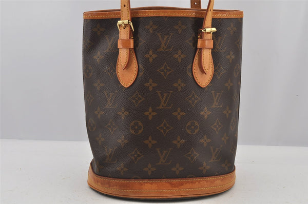 Authentic Louis Vuitton Monogram Bucket PM Shoulder Tote Bag M42238 LV 6077J