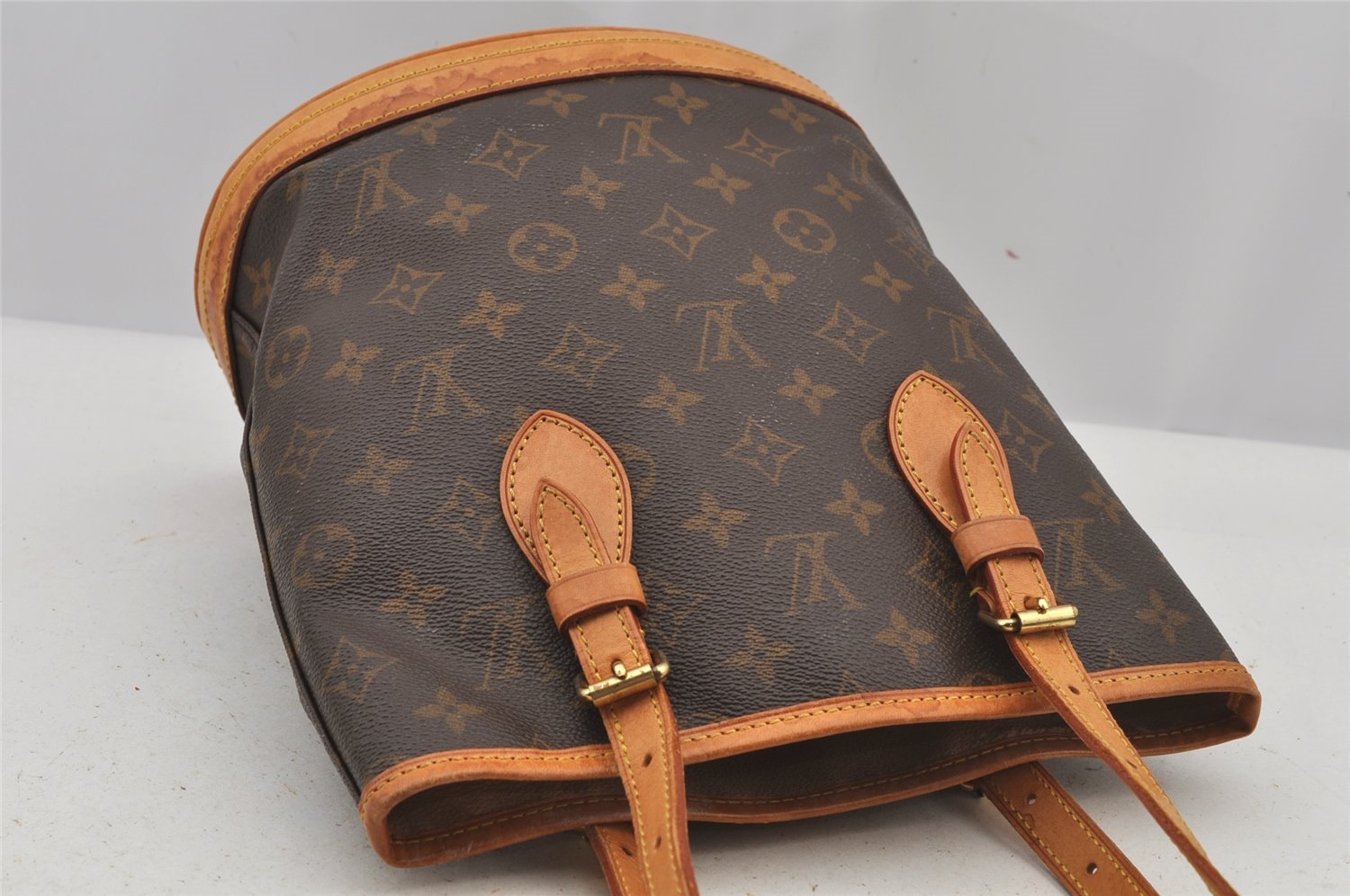 Authentic Louis Vuitton Monogram Bucket PM Shoulder Tote Bag M42238 LV 6077J