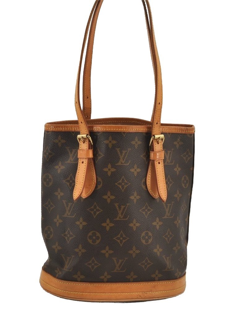 Authentic Louis Vuitton Monogram Bucket PM Shoulder Tote Bag M42238 Junk 6078J