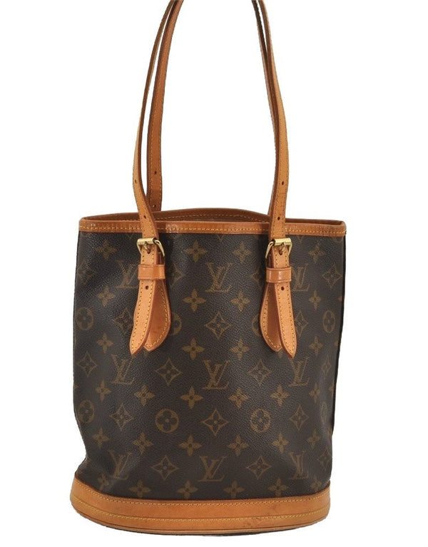 Authentic Louis Vuitton Monogram Bucket PM Shoulder Tote Bag M42238 Junk 6078J