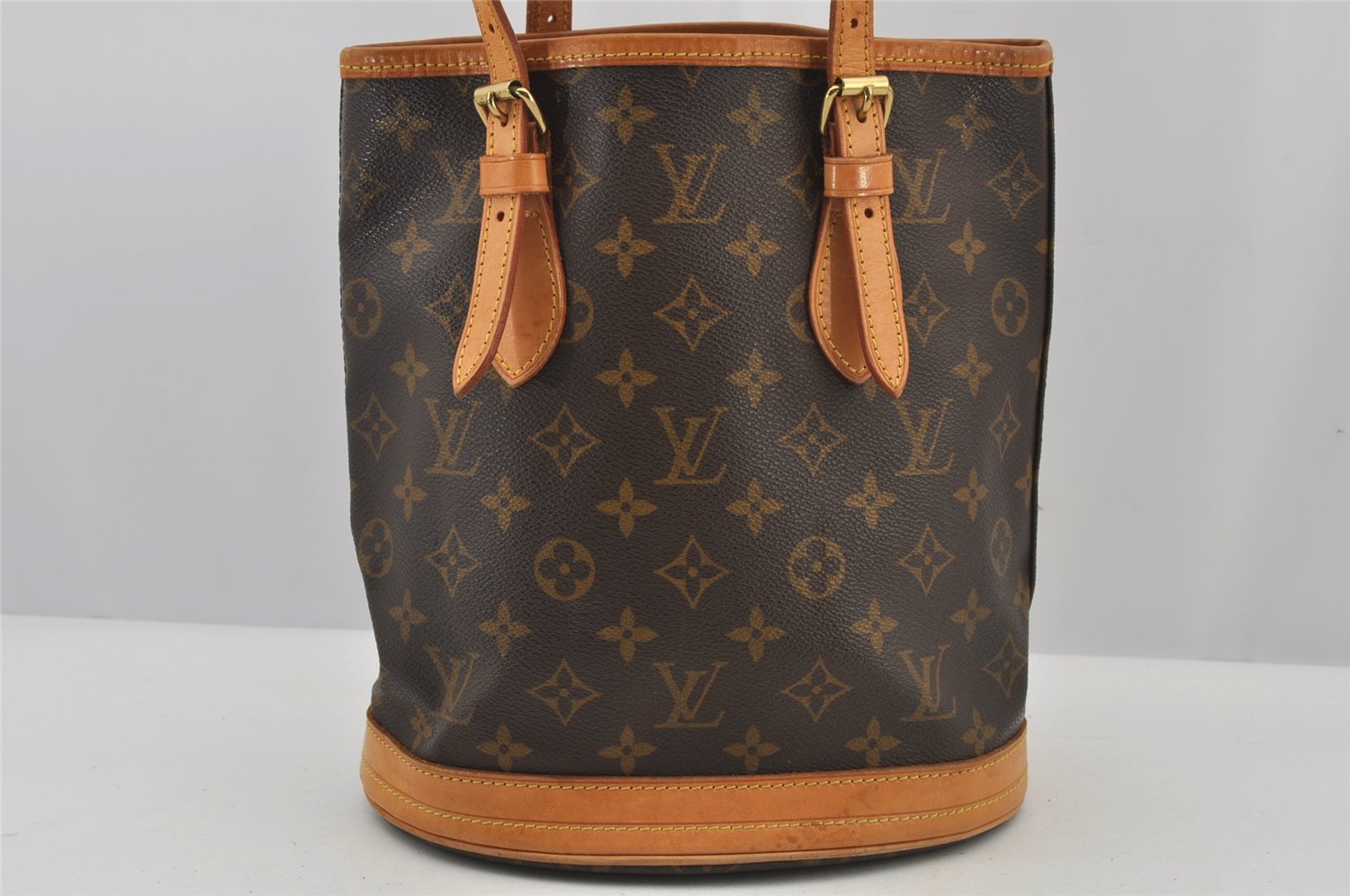Authentic Louis Vuitton Monogram Bucket PM Shoulder Tote Bag M42238 Junk 6078J