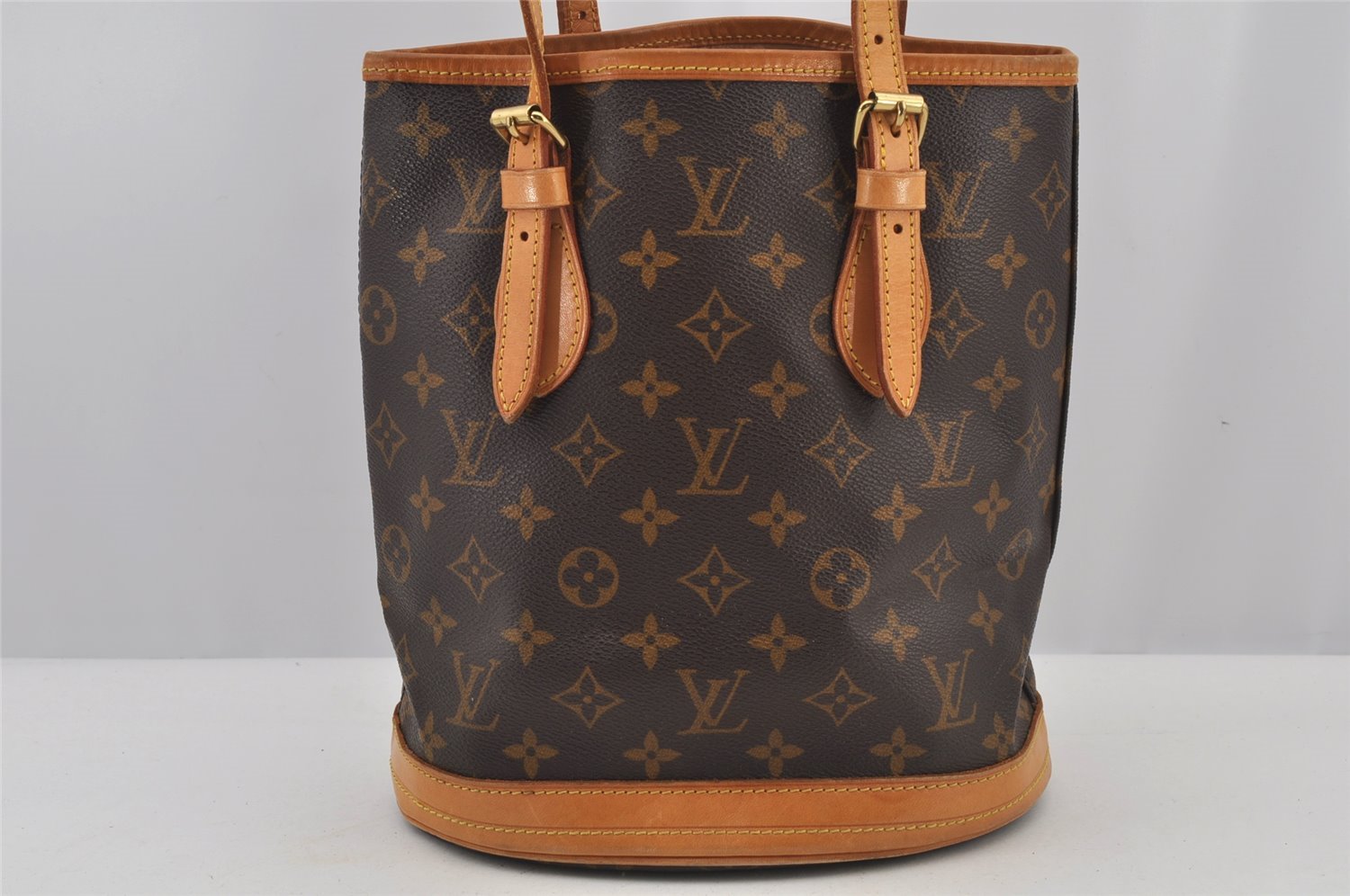 Authentic Louis Vuitton Monogram Bucket PM Shoulder Tote Bag M42238 Junk 6078J