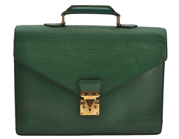 Authentic Louis Vuitton Epi Serviette Conseiller Briefcase Green LV 6079I