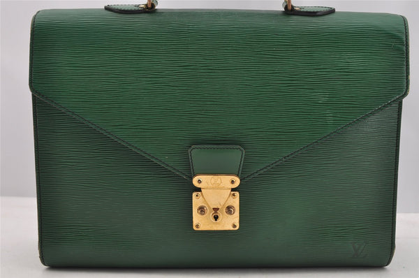 Authentic Louis Vuitton Epi Serviette Conseiller Briefcase Green LV 6079I