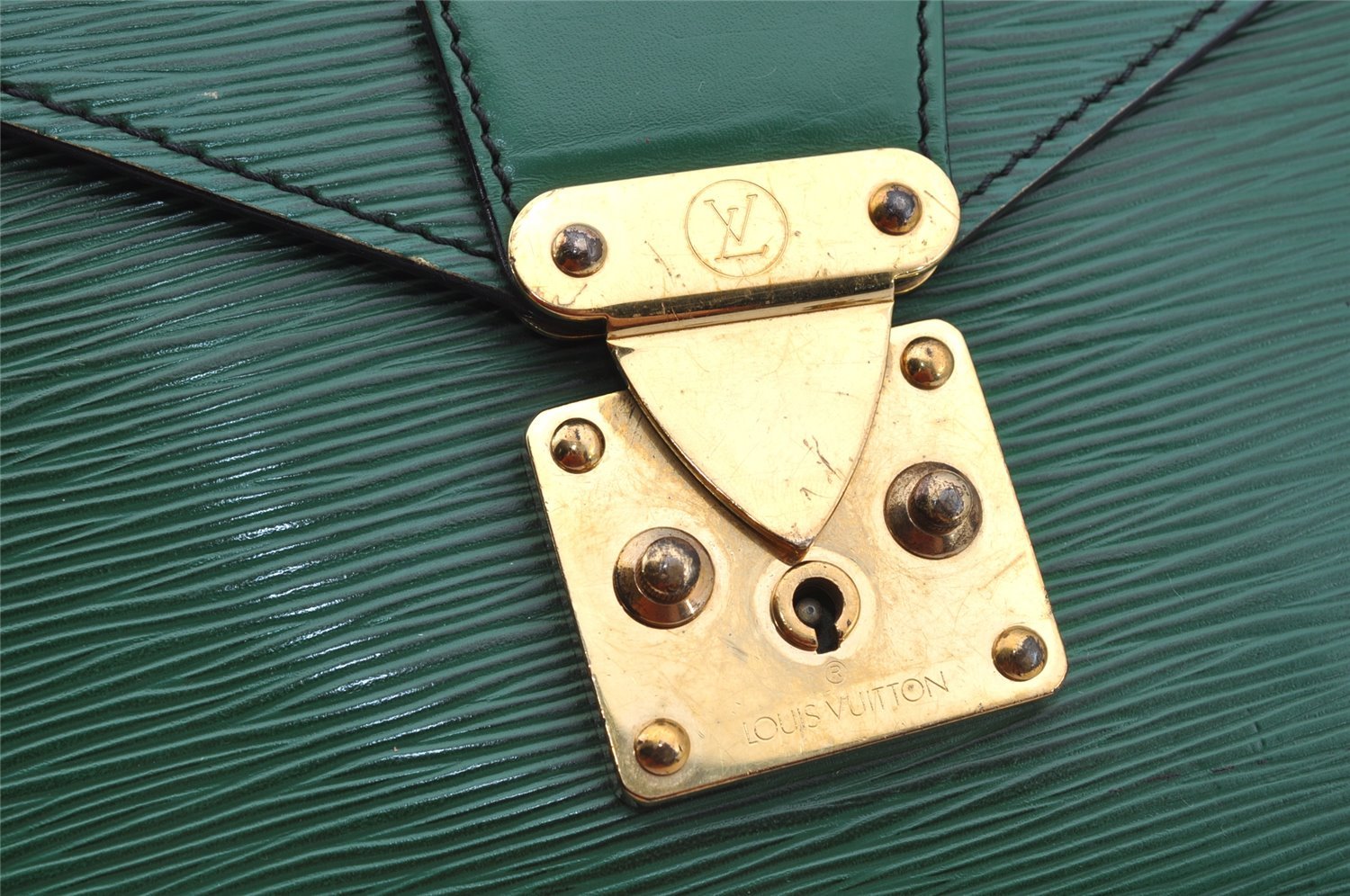 Authentic Louis Vuitton Epi Serviette Conseiller Briefcase Green LV 6079I