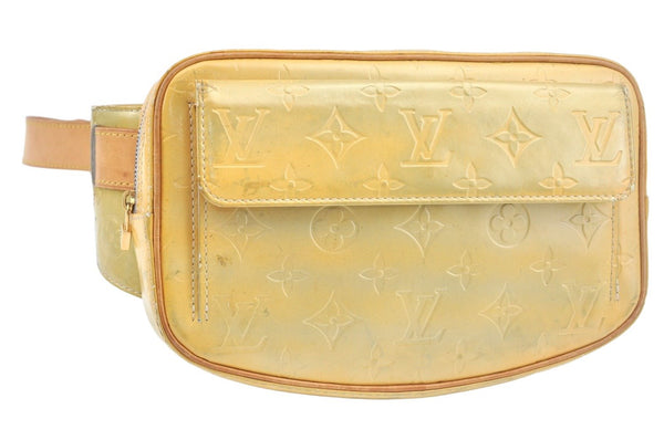 Authentic Louis Vuitton Vernis Fulton Waist Body Bag Yellow M91041 LV 6081I