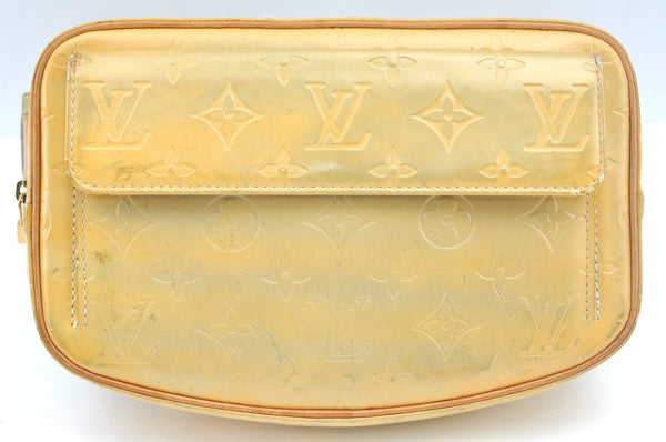 Authentic Louis Vuitton Vernis Fulton Waist Body Bag Yellow M91041 LV 6081I