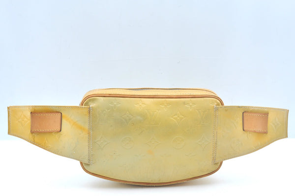 Authentic Louis Vuitton Vernis Fulton Waist Body Bag Yellow M91041 LV 6081I