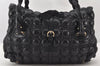 Authentic Salvatore Ferragamo Gancini Leather Shoulder Hand Bag Black 6083K