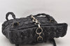 Authentic Salvatore Ferragamo Gancini Leather Shoulder Hand Bag Black 6083K