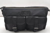 Auth BURBERRY BLACK LABEL Shoulder Clutch Bag Nylon Leather Black Junk 6084K