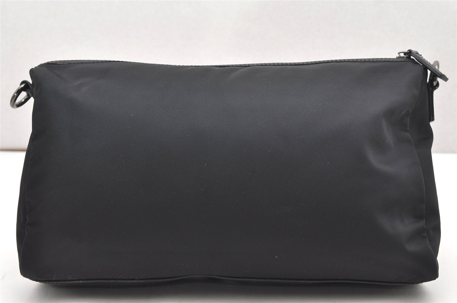 Auth BURBERRY BLACK LABEL Shoulder Clutch Bag Nylon Leather Black Junk 6084K