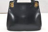 Authentic Salvatore Ferragamo Gancini Leather 2Way Shoulder Hand Bag Navy 6085K