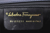 Authentic Salvatore Ferragamo Gancini Leather 2Way Shoulder Hand Bag Navy 6085K