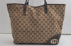 Authentic GUCCI New Britt Shoulder Tote Bag GG Canvas Leather 169945 Brown 6087K