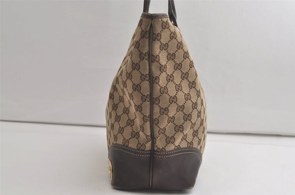 Authentic GUCCI New Britt Shoulder Tote Bag GG Canvas Leather 169945 Brown 6087K