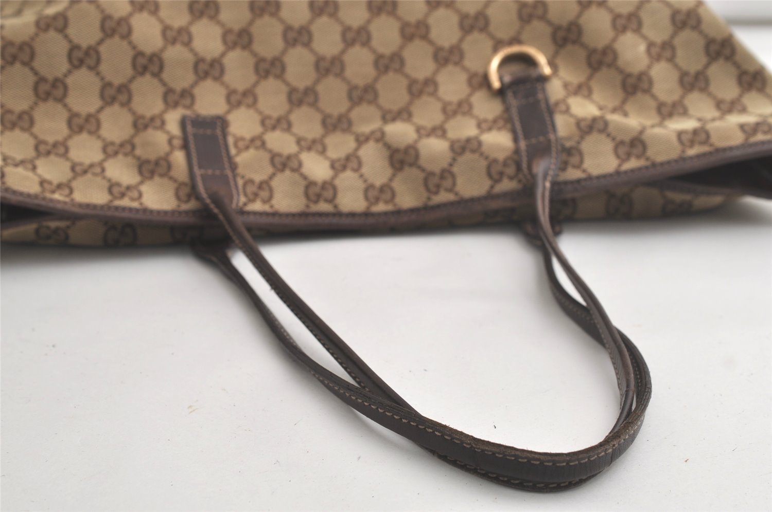 Authentic GUCCI New Britt Shoulder Tote Bag GG Canvas Leather 169945 Brown 6087K