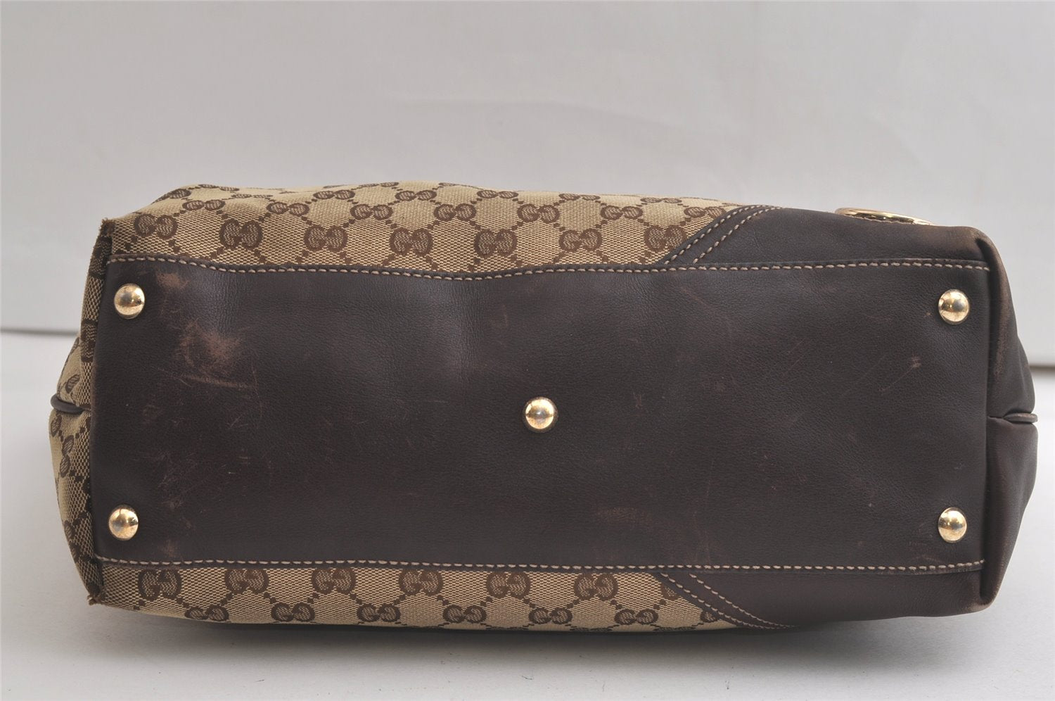 Authentic GUCCI New Britt Shoulder Tote Bag GG Canvas Leather 169945 Brown 6087K