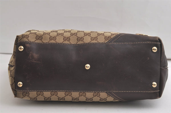 Authentic GUCCI New Britt Shoulder Tote Bag GG Canvas Leather 169945 Brown 6087K