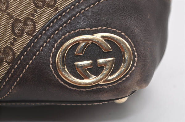 Authentic GUCCI New Britt Shoulder Tote Bag GG Canvas Leather 169945 Brown 6087K
