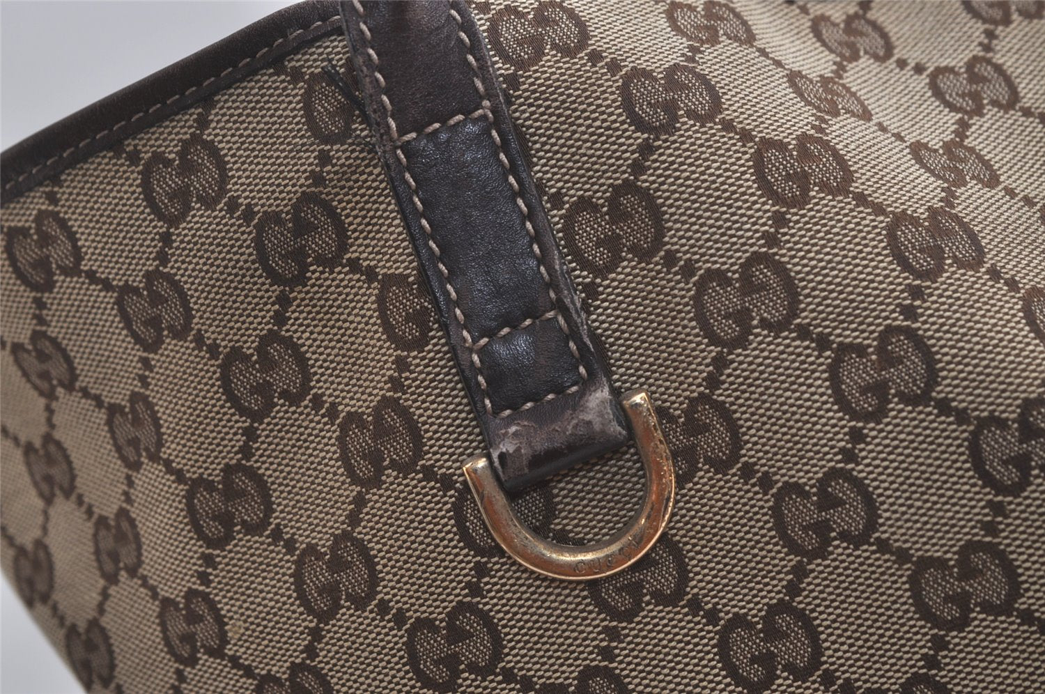 Authentic GUCCI New Britt Shoulder Tote Bag GG Canvas Leather 169945 Brown 6087K