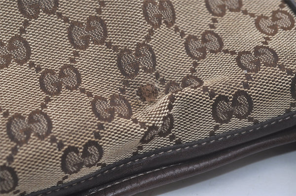 Authentic GUCCI New Britt Shoulder Tote Bag GG Canvas Leather 169945 Brown 6087K