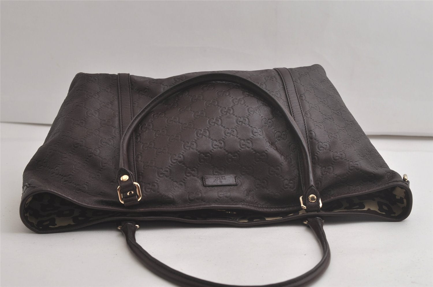 Authentic GUCCI Guccissima Shoulder Tote Bag GG Leather 197953 Brown 6090K