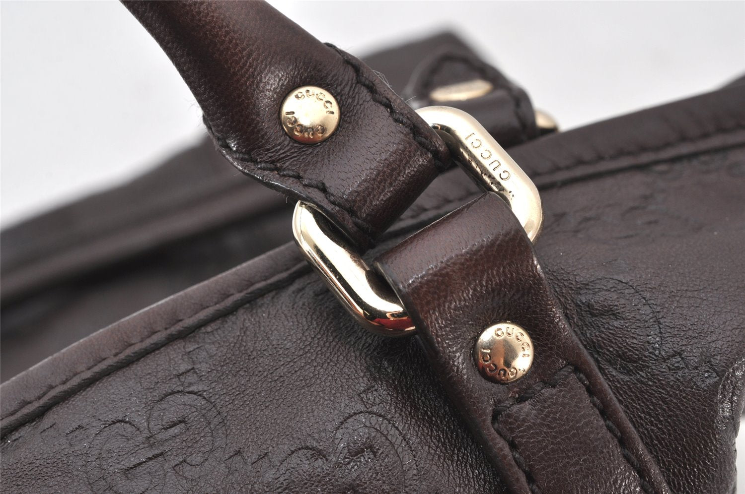 Authentic GUCCI Guccissima Shoulder Tote Bag GG Leather 197953 Brown 6090K