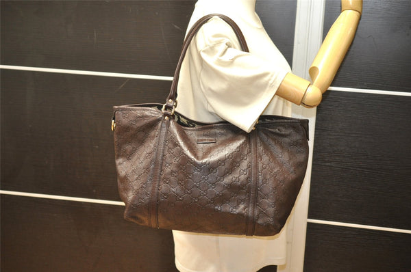 Authentic GUCCI Guccissima Shoulder Tote Bag GG Leather 197953 Brown 6090K