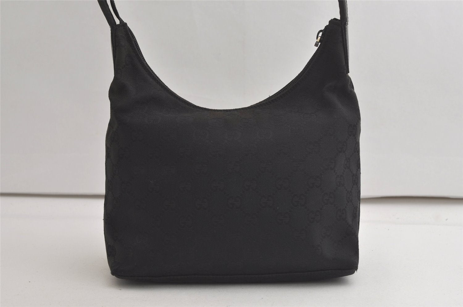 Authentic GUCCI Shoulder Hand Bag Purse GG Canvas Leather 0013386 Black 6091K