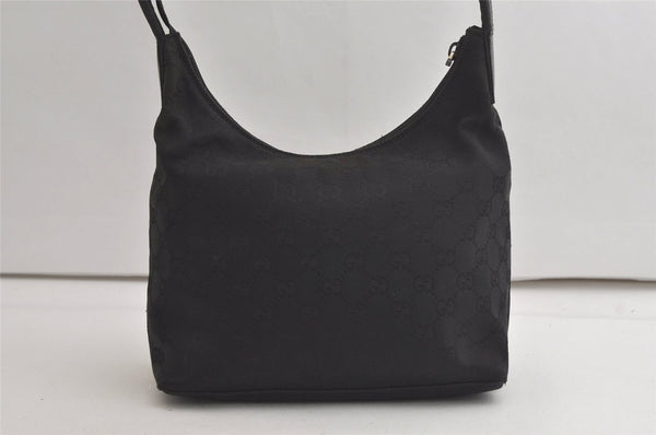 Authentic GUCCI Shoulder Hand Bag Purse GG Canvas Leather 0013386 Black 6091K