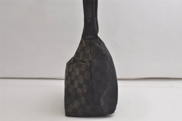 Authentic GUCCI Shoulder Hand Bag Purse GG Canvas Leather 0013386 Black 6091K