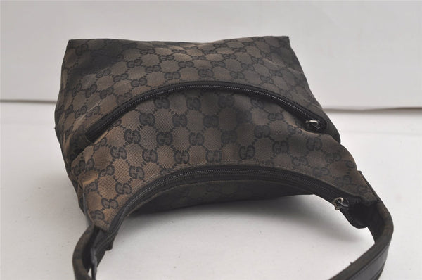 Authentic GUCCI Shoulder Hand Bag Purse GG Canvas Leather 0013386 Black 6091K