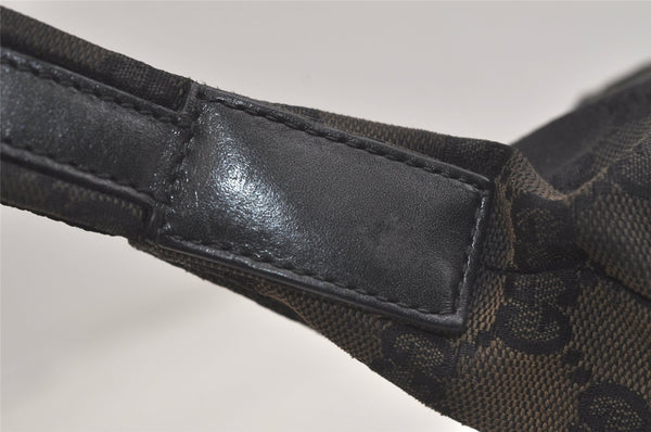 Authentic GUCCI Shoulder Hand Bag Purse GG Canvas Leather 0013386 Black 6091K