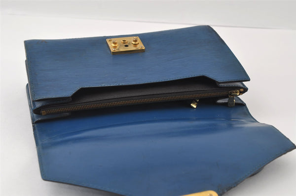 Authentic Louis Vuitton Epi Concorde Hand Bag Purse Blue M52135 LV 6092I