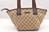 Authentic GUCCI Web Sherry Line Hand Bag GG Canvas Leather 131228 Brown 6093K