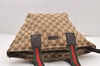 Authentic GUCCI Web Sherry Line Hand Bag GG Canvas Leather 131228 Brown 6093K