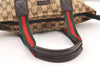 Authentic GUCCI Web Sherry Line Hand Bag GG Canvas Leather 131228 Brown 6093K