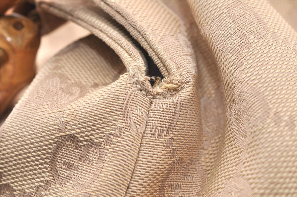 Authentic GUCCI Bamboo Shoulder Hand Bag Canvas Leather 92708 Beige 6094K