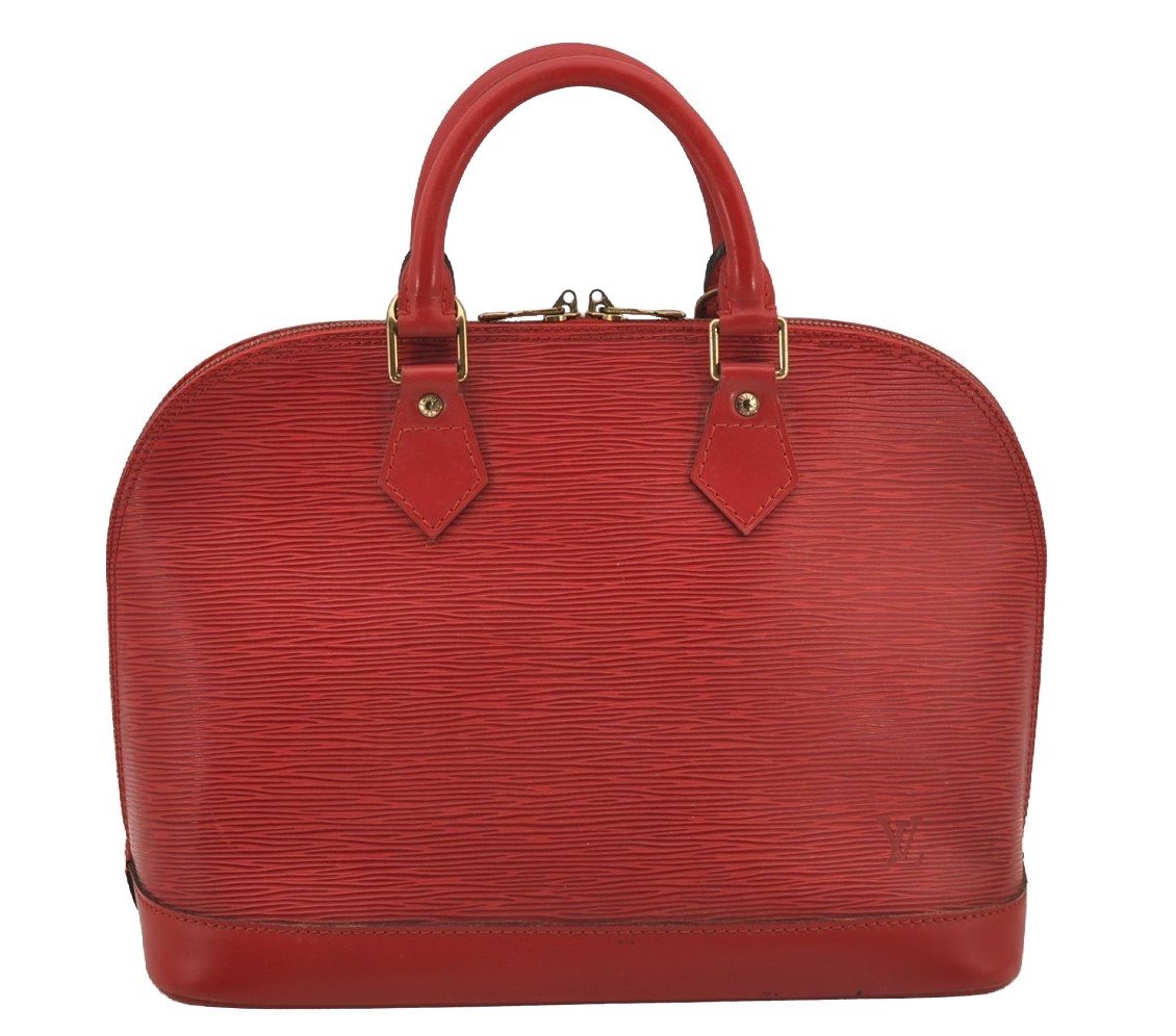 Authentic Louis Vuitton Epi Alma PM Hand Bag Red M52147 LV 6095J