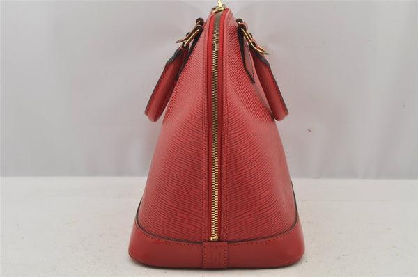 Authentic Louis Vuitton Epi Alma PM Hand Bag Red M52147 LV 6095J