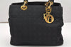 Authentic Christian Dior Lady Dior Cannage Nylon Hand Bag Black CD 6095K