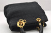 Authentic Christian Dior Lady Dior Cannage Nylon Hand Bag Black CD 6095K