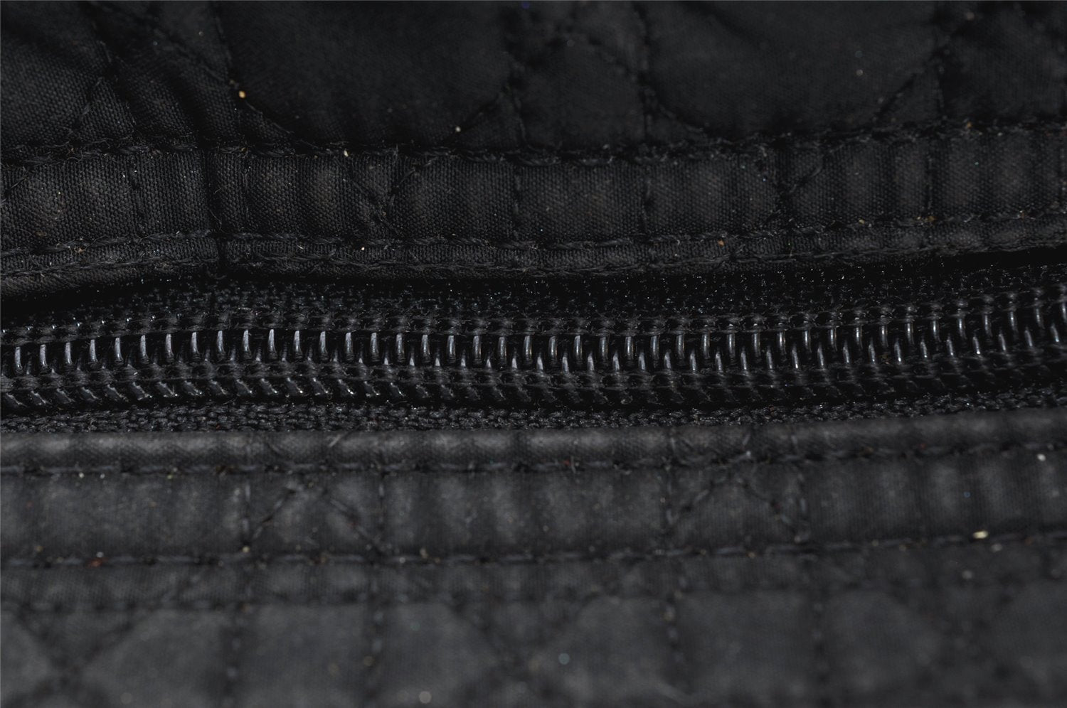 Authentic Christian Dior Lady Dior Cannage Nylon Hand Bag Black CD 6095K