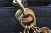 Authentic Christian Dior Lady Dior Cannage Nylon Hand Bag Black CD 6095K