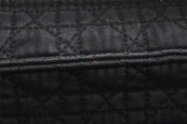 Authentic Christian Dior Lady Dior Cannage Nylon Hand Bag Black CD 6095K