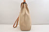 Authentic HERMES Her Bag MM 2 in 1 2Way Hand Bag Canvas Leather White 6096J