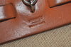 Authentic HERMES Her Bag MM 2 in 1 2Way Hand Bag Canvas Leather White 6096J