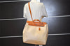 Authentic HERMES Her Bag MM 2 in 1 2Way Hand Bag Canvas Leather White 6096J